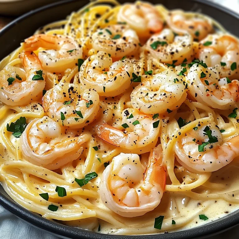 Pâtes crémeuses ail crevettes