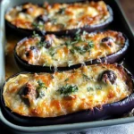 Aubergines gratinées mozzarella olives
