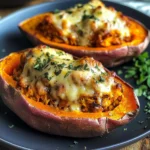 Patate douce farcie au poulet