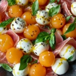 Salade melon jambon de poulet mozzarella